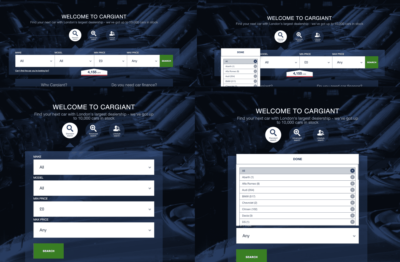 Horizontal versus vertical search form