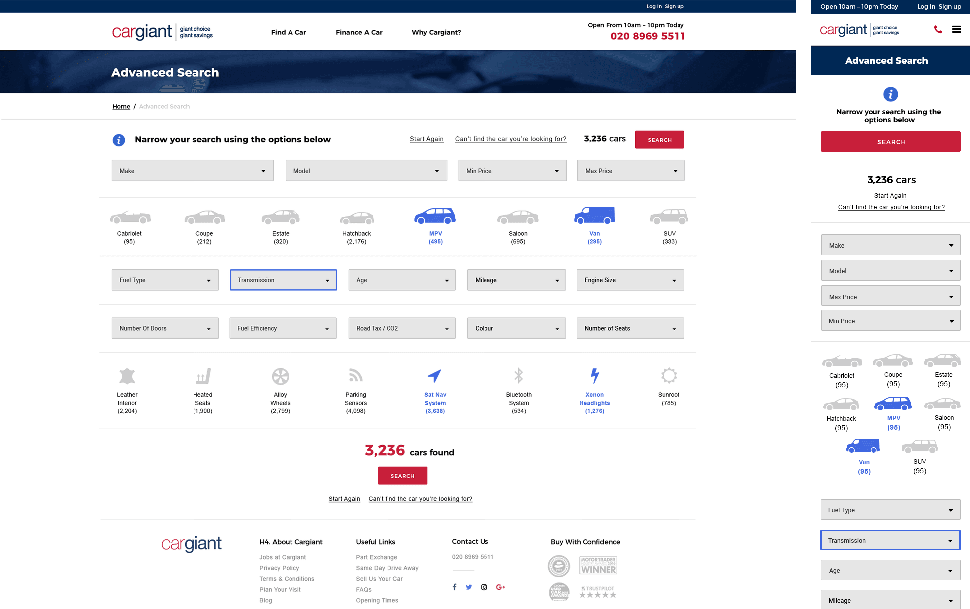 Horizontal versus vertical search form