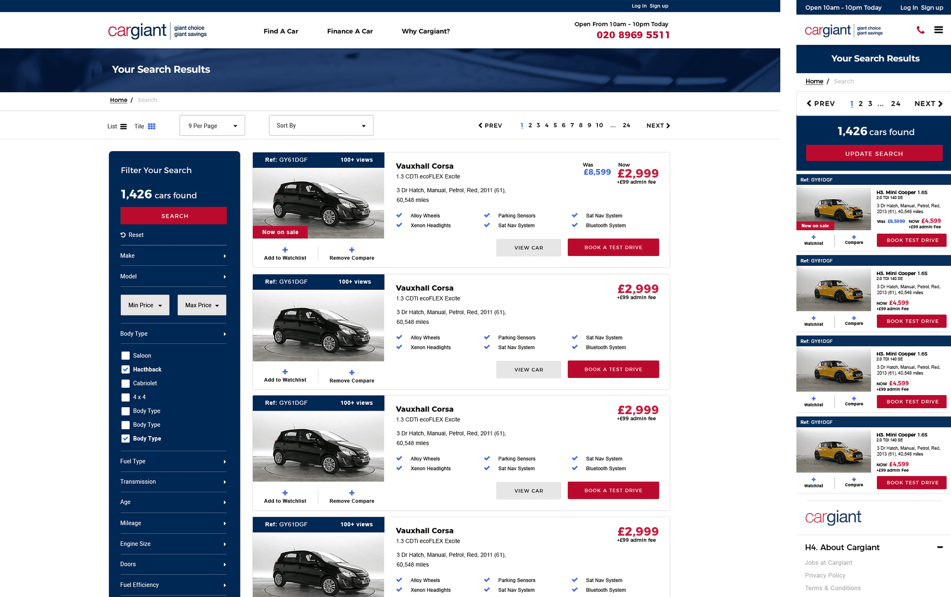Horizontal versus vertical search form
