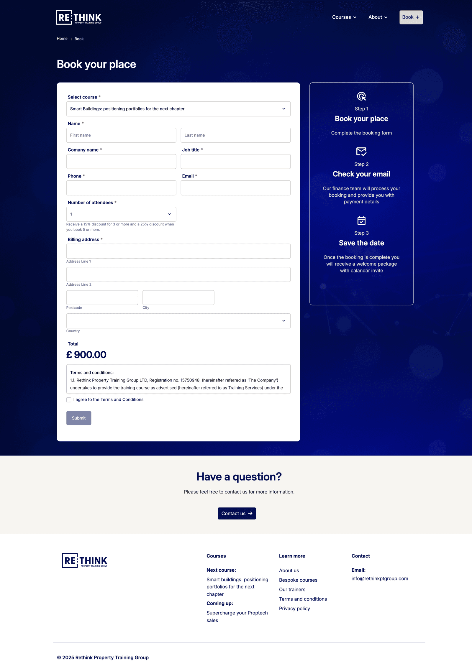Rethink booking page