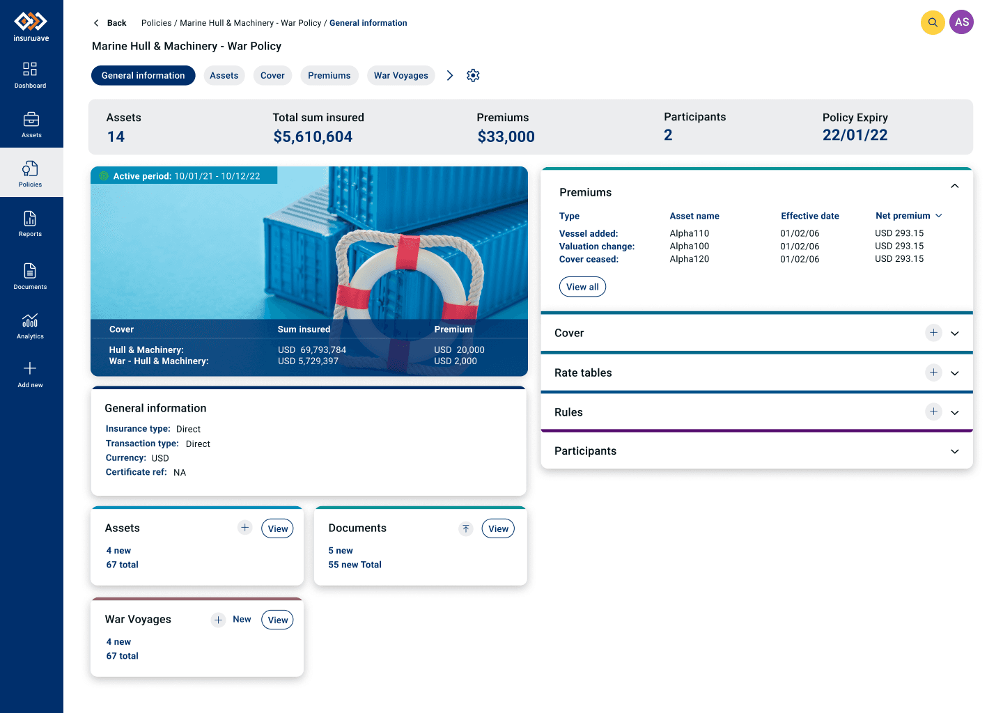 Insurwave Policy view